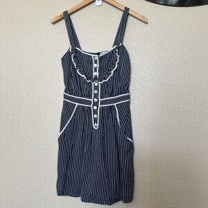 Tikirani Striped Pinafore Dress Extra Small Anthropologie Blue White